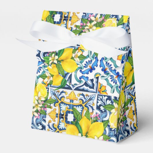 Helle mediterrane sizilianische Tiles Citrus Lemon Geschenkschachtel (Vorderseite)