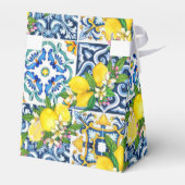 Helle mediterrane sizilianische Tiles Citrus Lemon Geschenkschachtel (Rückseite)