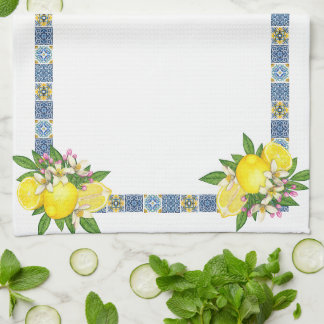 Helle mediterrane sizilianische Tiles Citrus Lemon Geschirrtuch