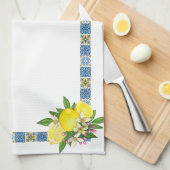 Helle mediterrane sizilianische Tiles Citrus Lemon Geschirrtuch (Viertel Falte)