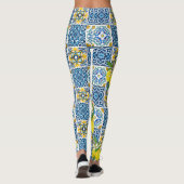 Helle mediterrane sizilianische Tiles Citrus Lemon Leggings (Rückseite)