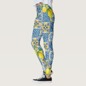 Helle mediterrane sizilianische Tiles Citrus Lemon Leggings (Links)