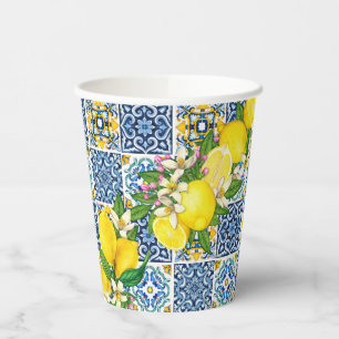 Helle mediterrane sizilianische Tiles Citrus Lemon Pappbecher