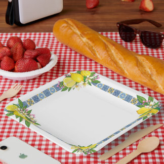 Helle mediterrane sizilianische Tiles Citrus Lemon Pappteller
