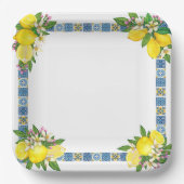 Helle mediterrane sizilianische Tiles Citrus Lemon Pappteller (Vorderseite)