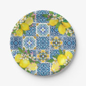 Helle mediterrane sizilianische Tiles Citrus Lemon Pappteller (Vorderseite)