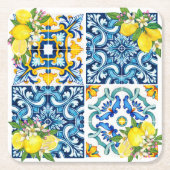 Helle mediterrane sizilianische Tiles Citrus Lemon Rechteckiger Pappuntersetzer (Vorderseite)