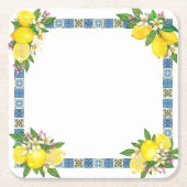 Helle mediterrane sizilianische Tiles Citrus Lemon Rechteckiger Pappuntersetzer (Vorderseite)