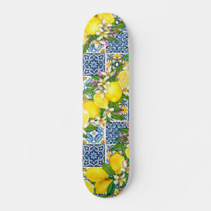 Helle mediterrane sizilianische Tiles Citrus Lemon Skateboard