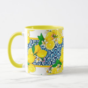 Helle mediterrane sizilianische Tiles Citrus Lemon Tasse