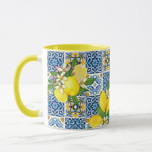 Helle mediterrane sizilianische Tiles Citrus Lemon Tasse (Links)