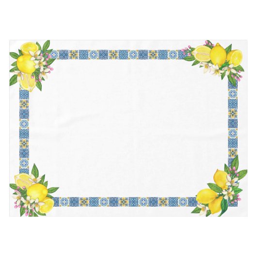 Helle mediterrane sizilianische Tiles Citrus Lemon Tischdecke (Vorderseite (Horizontal))