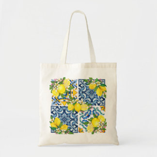 Helle mediterrane sizilianische Tiles Citrus Lemon Tragetasche