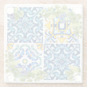 Helle mediterrane sizilianische Tiles Traube Glasuntersetzer (Rückseite)