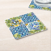 Helle mediterrane sizilianische Tiles Traube Rechteckiger Pappuntersetzer (angewinkelt)