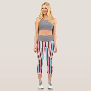 Helle Mehrfarben-Streifen Gestreifte Abstrakte Ges Capri Leggings