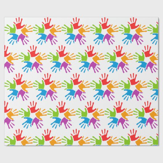 Helle mehrfarbige Diversity Hand-Drucke Geschenkpapier (Flach)