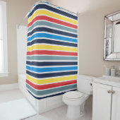 Helle, mehrfarbige horizontale Streifen. Duschvorhang (Beispiel)