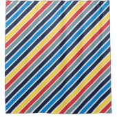 Helle, mehrfarbige horizontale Streifen. Duschvorr Duschvorhang (Vorderseite)