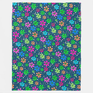 Helle, mehrfarbige Kamillenfarben auf blauen Blume Fleecedecke