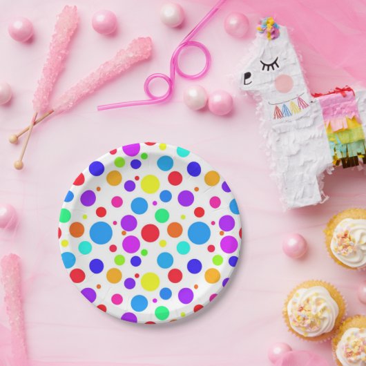 Helle mehrfarbige Stellen Pappteller (Party)