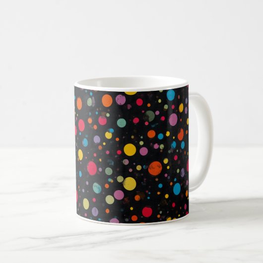 Helle mehrfarbige Tupfen Kaffeetasse (VorderseiteRechts)