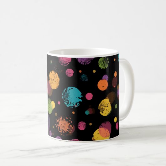 Helle mehrfarbige Tupfen Kaffeetasse (VorderseiteRechts)