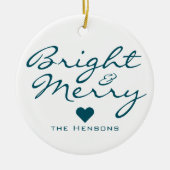 Helle Merry Script Herzmuster Weihnachten Keramik Ornament (Vorne)
