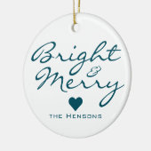 Helle Merry Script Herzmuster Weihnachten Keramik Ornament (Links)