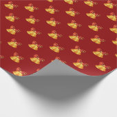 Helle Metallglocken mit roten Bogen Geschenkpapier (Ecke)