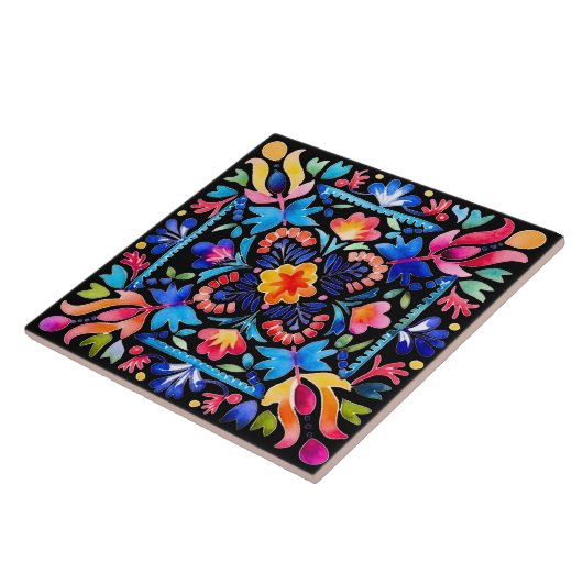 Helle mexikanische Blume Design Keramik Tile Fliese (Seite)