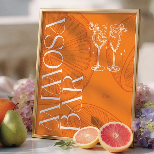 Helle minimalistische Zitrus-Braut-Mimosa-Bar-Schi Poster