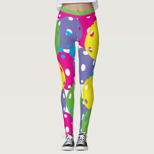 Helle Mischung von Pickleballs (XL-Fliesengröße) Leggings (Vorderseite)