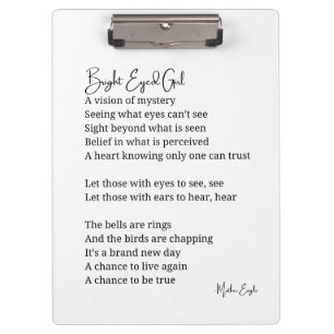 Helle Mit Augen Girl Inspiration Gedicht Wall Art Klemmbrett