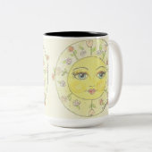Helle mit Augen Kleine Blume Sonne Zwei-Tone-Kaffe Zweifarbige Tasse (VorderseiteRechts)