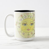 Helle mit Augen Kleine Blume Sonne Zwei-Tone-Kaffe Zweifarbige Tasse (Links)