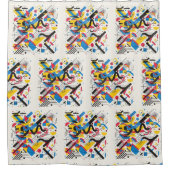 Helle Mitte Jahrhundert Modernes Graffiti Rot Gelb Duschvorhang (Vorderseite)