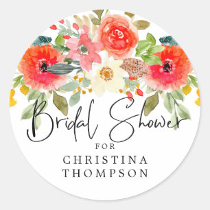Helle Mittsommer-Blumen-Hochzeitsdusche Runder Aufkleber