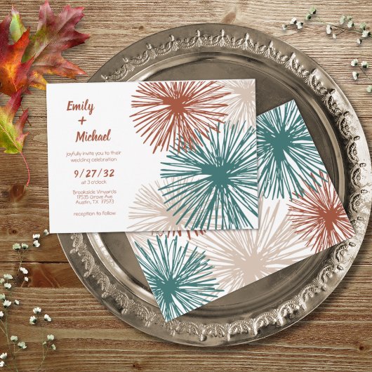 Helle, moderne Abstrakte Aquamarine Kupfer Bisque  Einladung