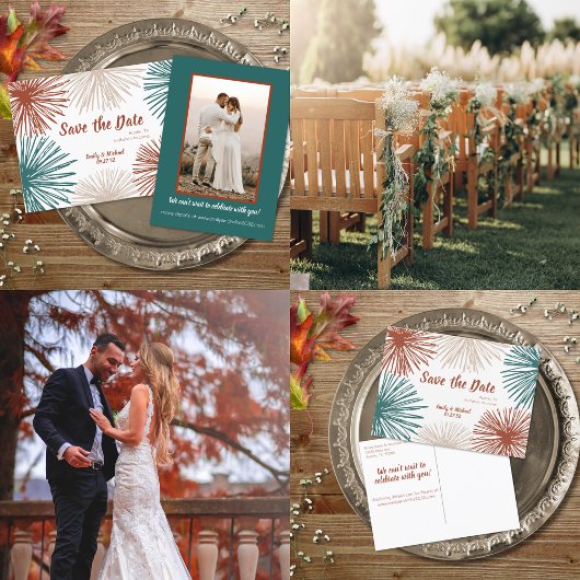 Helle moderne Abstrakte, dunkle Aquamarine Kupfer  Save The Date