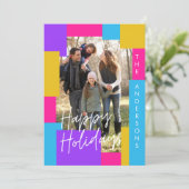 helle moderne abstrakte Weihnachtsfeier Foto Feiertagskarte (Stehend Vorderseite)