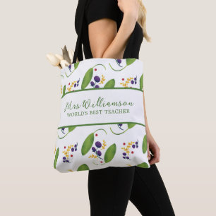 Helle moderne Blumenlehrerin Tote Tag Tasche