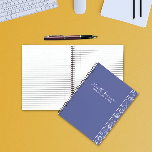 Helle moderne BlumenlehrerInnen-Spiralfolien Notizblock