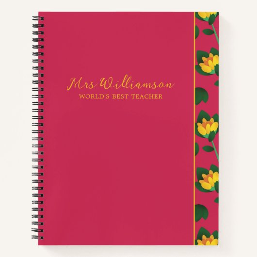 Helle moderne BlumenlehrerInnen-Spiralfolien Notizblock (Vorderseite)