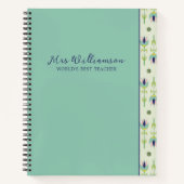 Helle moderne BlumenlehrerInnen-Spiralfolien Notizblock (Vorderseite)