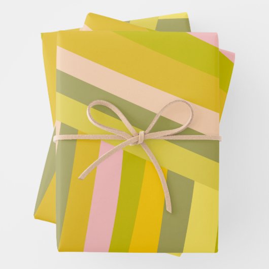 Helle, moderne Citrus Streifen grün und rosa Geschenkpapier Set (Beispiel)