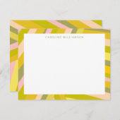 Helle moderne Citrus Streifen grün und rosa Namen Mitteilungskarte (Vorne/Hinten)