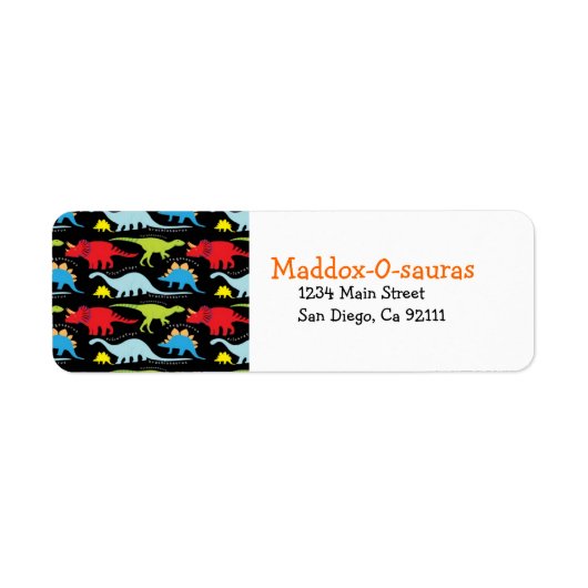 Helle moderne Dinosaurier-Rücksendeadressen-Aufkle (Vorne)