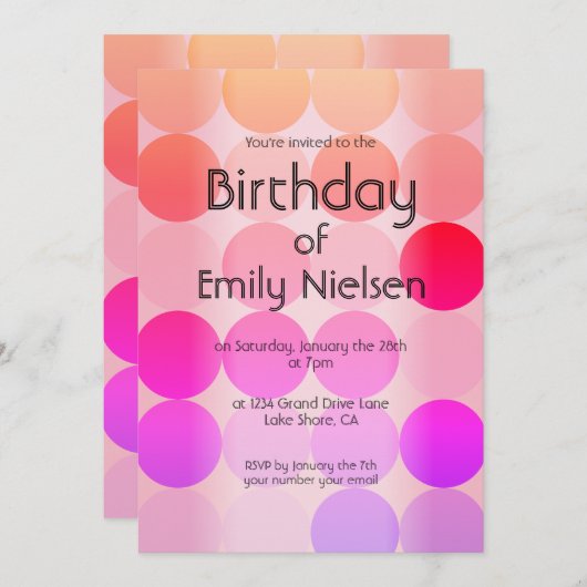 Helle, moderne Geburtstagseinladung Einladung (Vorne/Hinten)