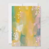 Helle, moderne, gelb-grüne Ölgemälde Babydusche Einladung (Rückseite)